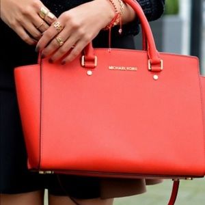 Authentic MK Selma Top Zip Bag/ Manadarin